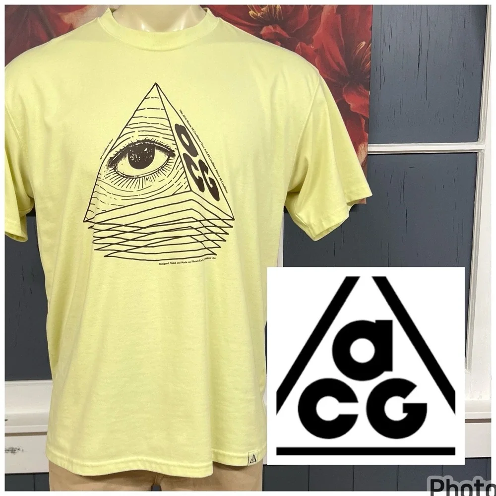 Nike ACG Dri-Fit Tee T-Shirt Mens Sz Medium Yellow